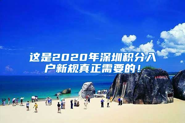 这是2020年深圳积分入户新规真正需要的！