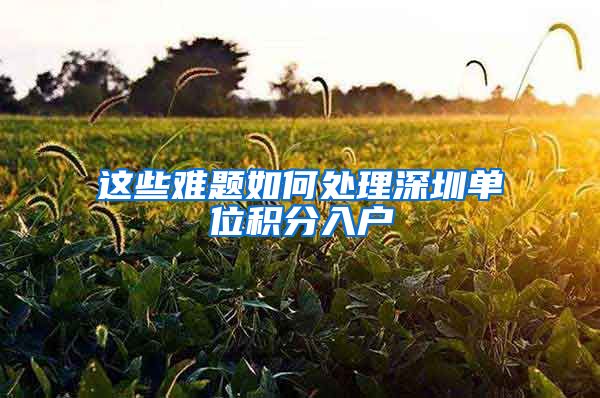 这些难题如何处理深圳单位积分入户