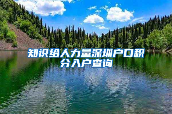 知识给人力量深圳户口积分入户查询