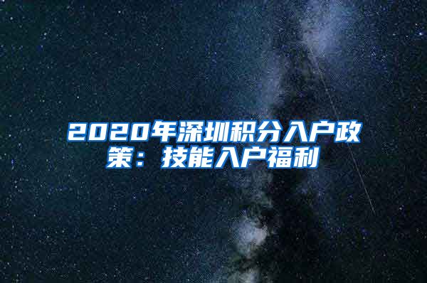 2020年深圳积分入户政策：技能入户福利