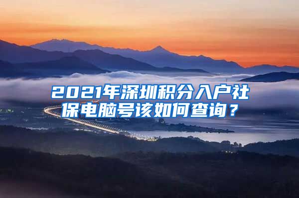 2021年深圳积分入户社保电脑号该如何查询？