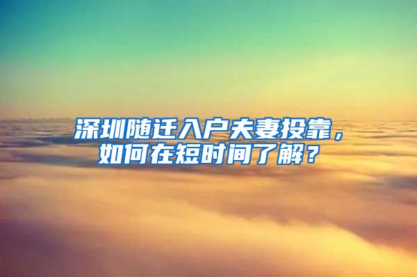 深圳随迁入户夫妻投靠，如何在短时间了解？