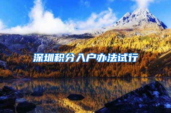 深圳积分入户办法试行