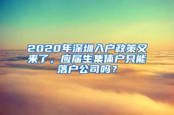 2020年深圳入户政策又来了，应届生集体户只能落户公司吗？