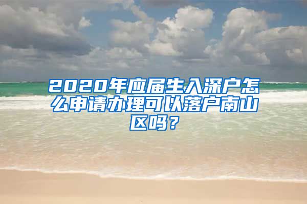2020年应届生入深户怎么申请办理可以落户南山区吗？