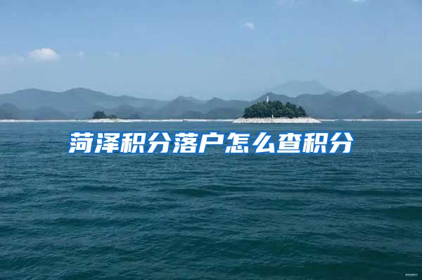 菏泽积分落户怎么查积分