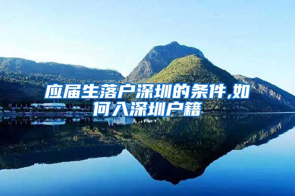 应届生落户深圳的条件,如何入深圳户籍