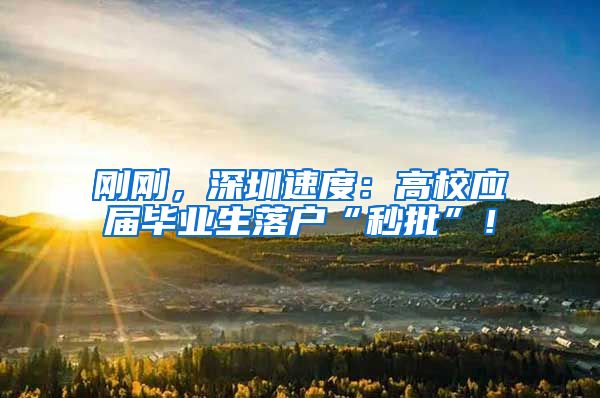 刚刚，深圳速度：高校应届毕业生落户“秒批”！
