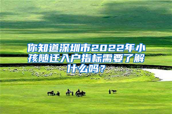 你知道深圳市2022年小孩随迁入户指标需要了解什么吗？