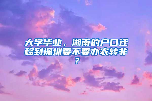 大学毕业，湖南的户口迁移到深圳要不要办农转非？