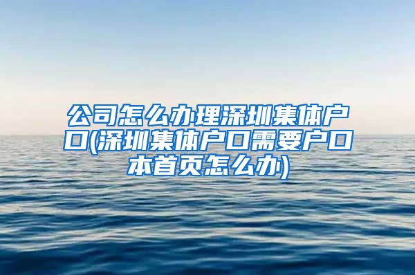 公司怎么办理深圳集体户口(深圳集体户口需要户口本首页怎么办)