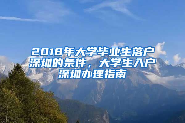 2018年大学毕业生落户深圳的条件，大学生入户深圳办理指南