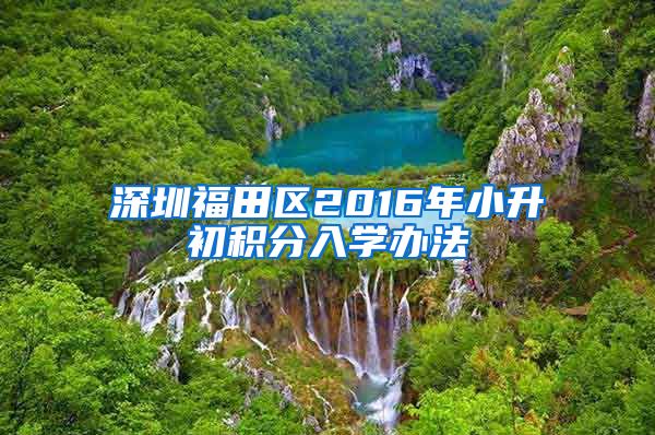深圳福田区2016年小升初积分入学办法