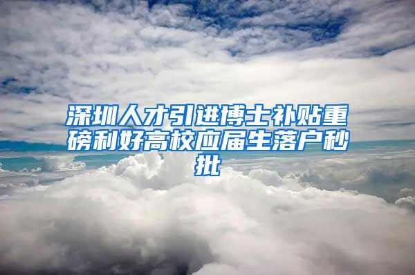 深圳人才引进博士补贴重磅利好高校应届生落户秒批