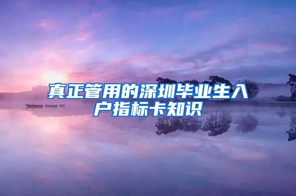 真正管用的深圳毕业生入户指标卡知识