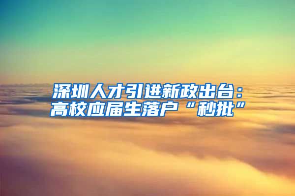 深圳人才引进新政出台：高校应届生落户“秒批”