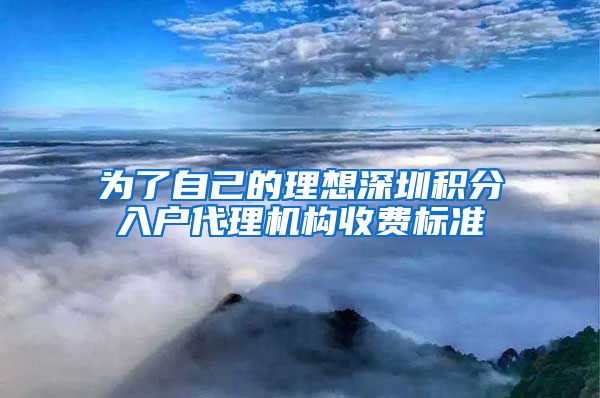为了自己的理想深圳积分入户代理机构收费标准