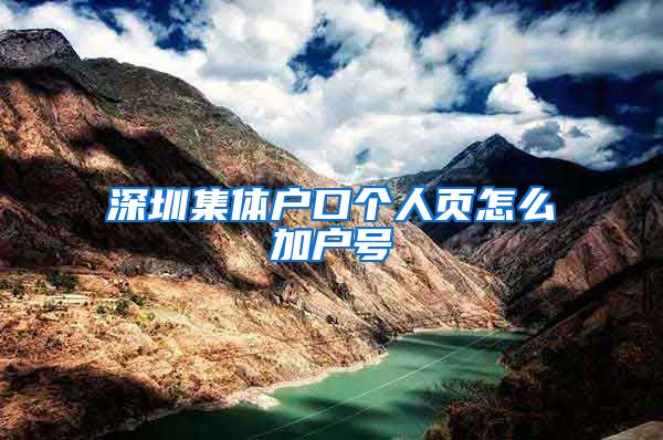 深圳集体户口个人页怎么加户号
