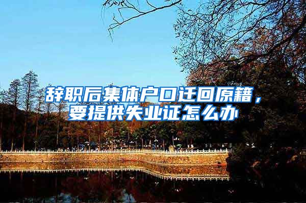 辞职后集体户口迁回原籍，要提供失业证怎么办