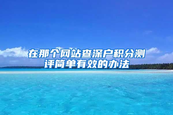 在那个网站查深户积分测评简单有效的办法