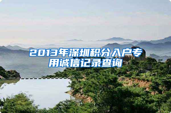 2013年深圳积分入户专用诚信记录查询