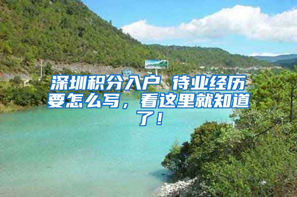 深圳积分入户 待业经历要怎么写，看这里就知道了！