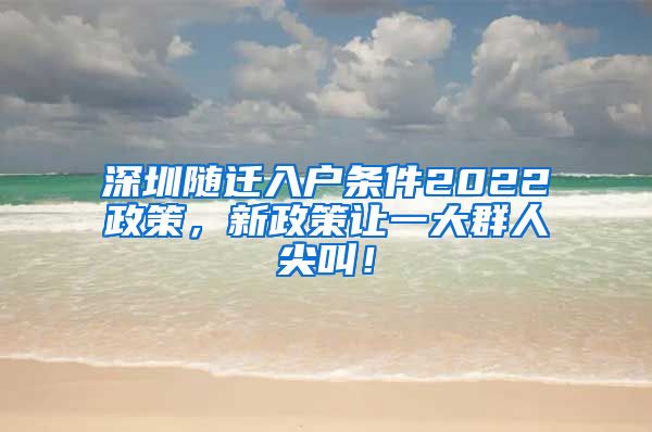深圳随迁入户条件2022政策，新政策让一大群人尖叫！