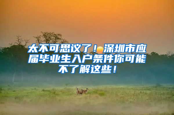 太不可思议了！深圳市应届毕业生入户条件你可能不了解这些！