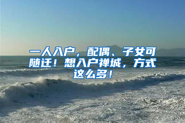 一人入户，配偶、子女可随迁！想入户禅城，方式这么多！