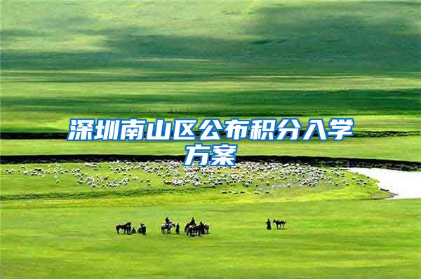 深圳南山区公布积分入学方案