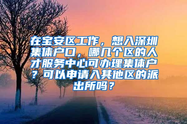 在宝安区工作，想入深圳集体户口，哪几个区的人才服务中心可办理集体户？可以申请入其他区的派出所吗？