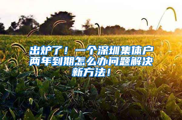 出炉了！一个深圳集体户两年到期怎么办问题解决新方法！