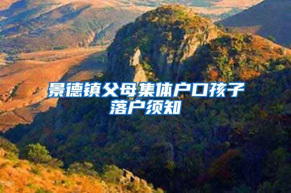 景德镇父母集体户口孩子落户须知