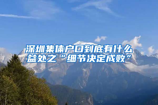 深圳集体户口到底有什么益处之“细节决定成败”