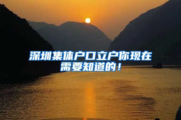深圳集体户口立户你现在需要知道的！