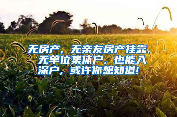 无房产, 无亲友房产挂靠, 无单位集体户, 也能入深户, 或许你想知道!