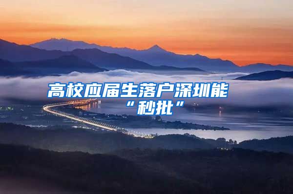 高校应届生落户深圳能“秒批”