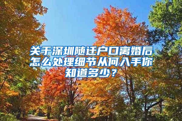 关于深圳随迁户口离婚后怎么处理细节从何入手你知道多少？