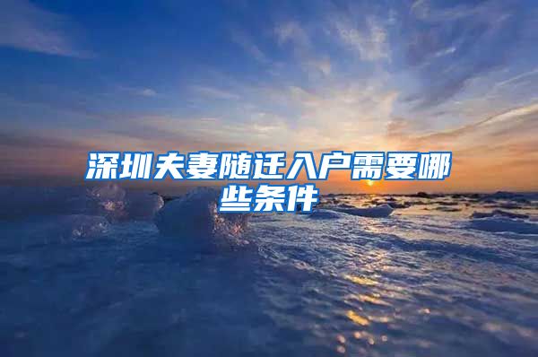 深圳夫妻随迁入户需要哪些条件