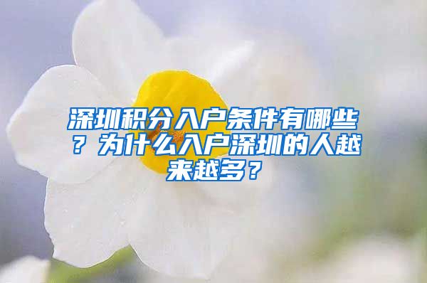 深圳积分入户条件有哪些？为什么入户深圳的人越来越多？
