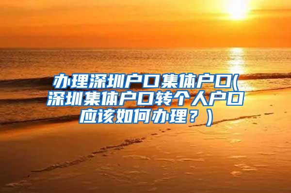 办理深圳户口集体户口(深圳集体户口转个人户口应该如何办理？)