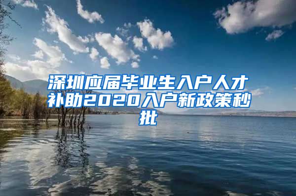 深圳应届毕业生入户人才补助2020入户新政策秒批