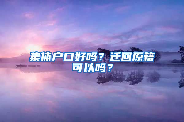 集体户口好吗？迁回原籍可以吗？