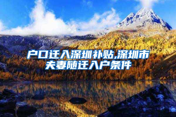户口迁入深圳补贴,深圳市夫妻随迁入户条件