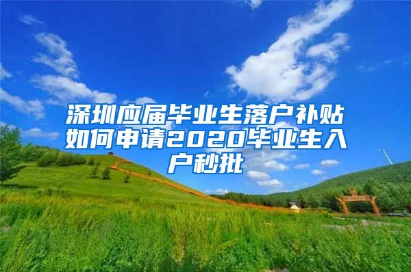 深圳应届毕业生落户补贴如何申请2020毕业生入户秒批