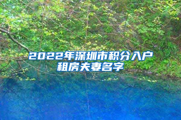 2022年深圳市积分入户租房夫妻名字