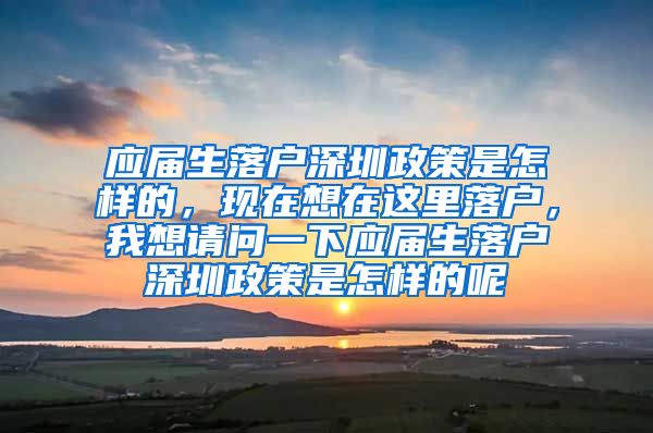 应届生落户深圳政策是怎样的，现在想在这里落户，我想请问一下应届生落户深圳政策是怎样的呢