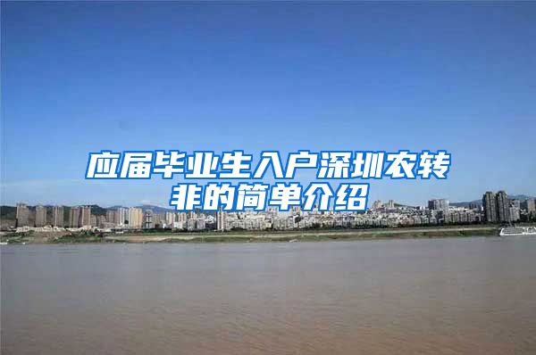 应届毕业生入户深圳农转非的简单介绍