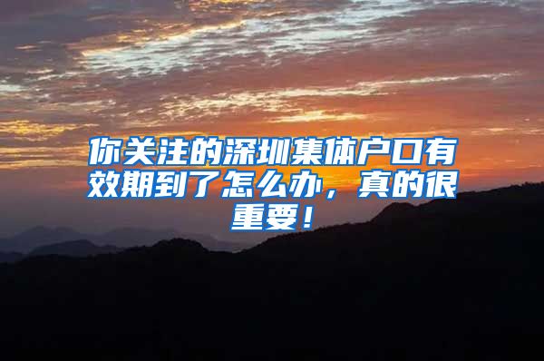 你关注的深圳集体户口有效期到了怎么办，真的很重要！