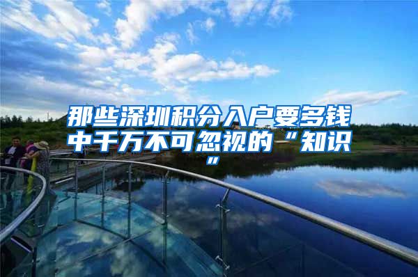 那些深圳积分入户要多钱中千万不可忽视的“知识”